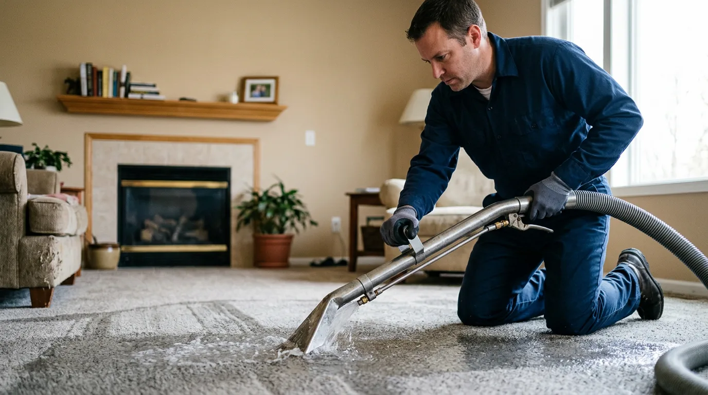 Water damage restoration technician working near Stratford, NY